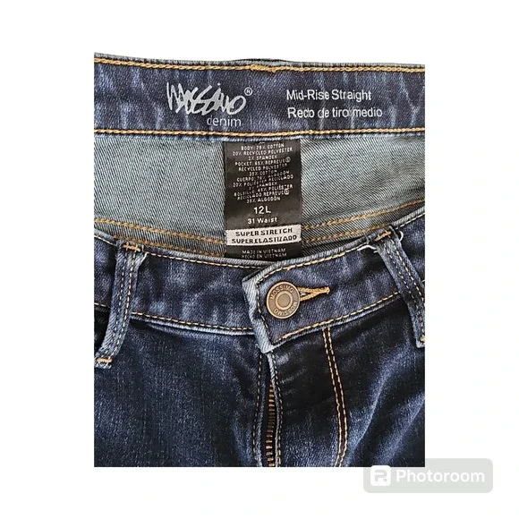 Mossimo Women's Mid Rise Straight Dark Wash Crop Raw Hem Size 12 34X23 - Picture 11 of 12